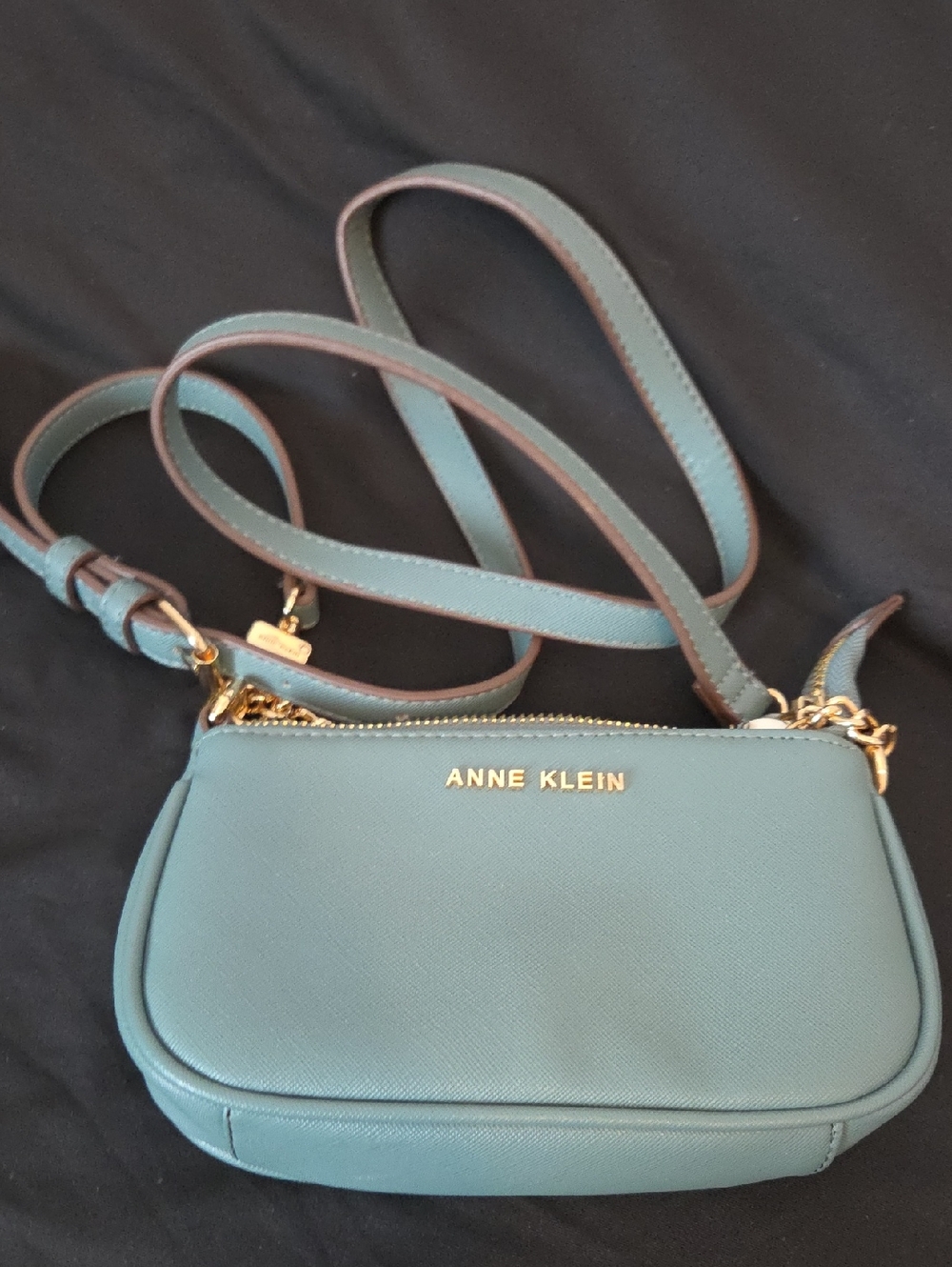 Anne Klein Teal Crossbody with Gold Hardware
